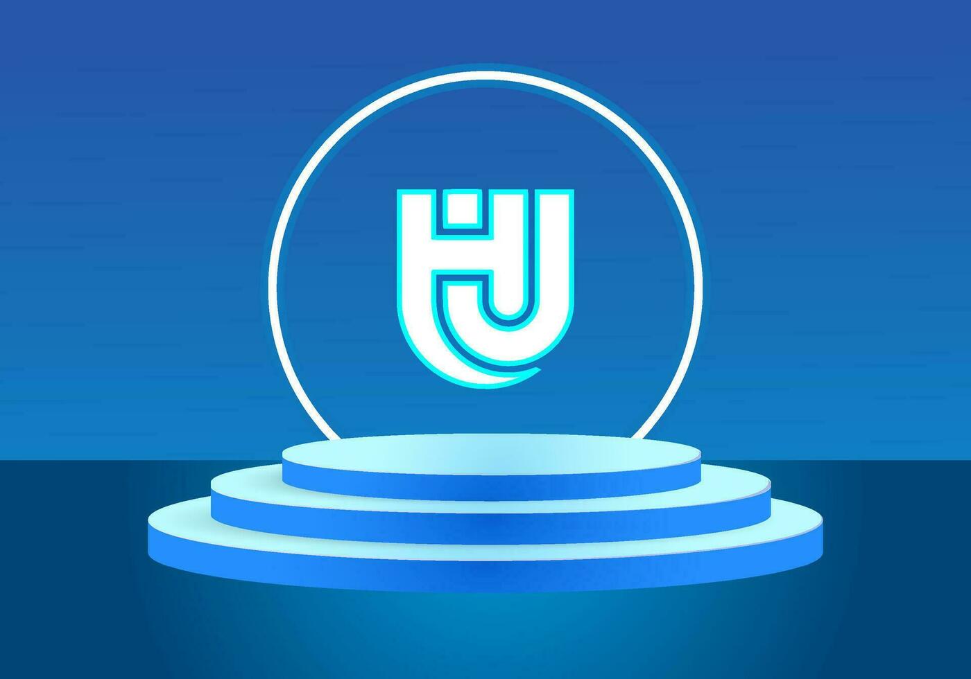 Letter HU blue logo sign. Vector logo design for business.