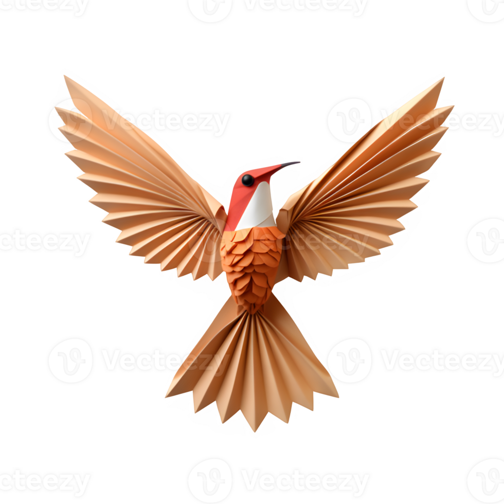 AI generated cardboard bird origami art isolated on transparent background ,generative ai png