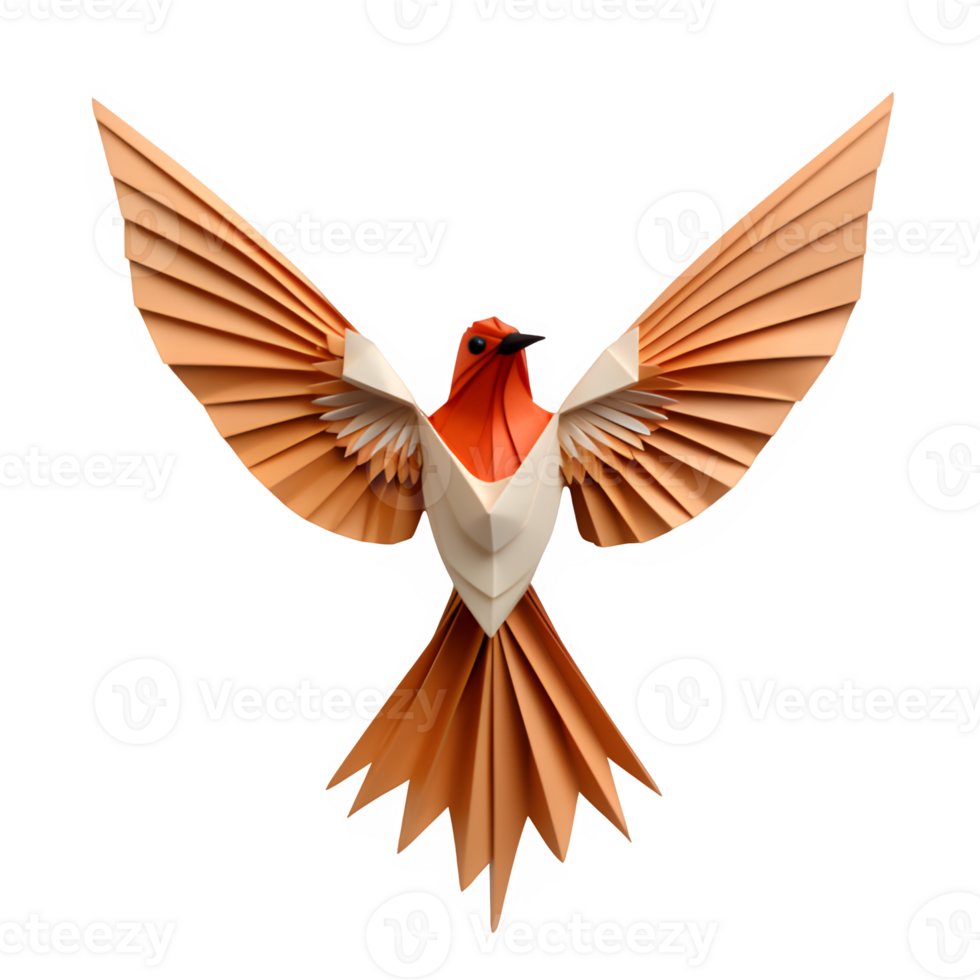 AI generated cardboard bird origami art isolated on transparent background ,generative ai png