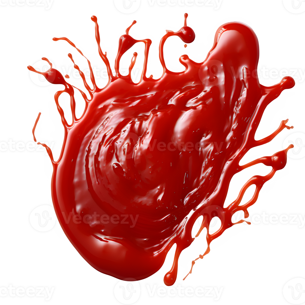 AI generated splash of tomato sauce isolated on transparent background ,tomato ketchup png ,generative ai