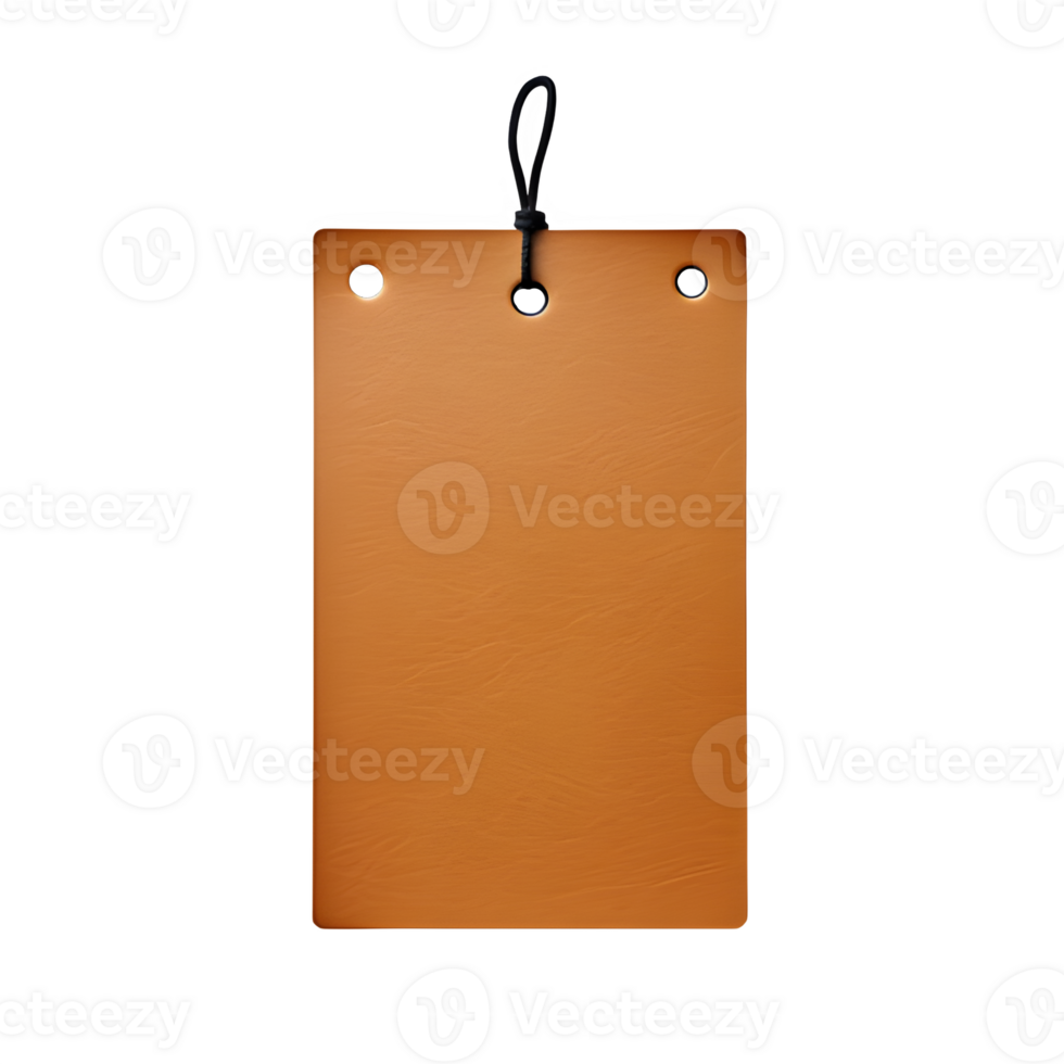 AI generated brown cardboard hangtag isolated on transparent background ,generative ai png