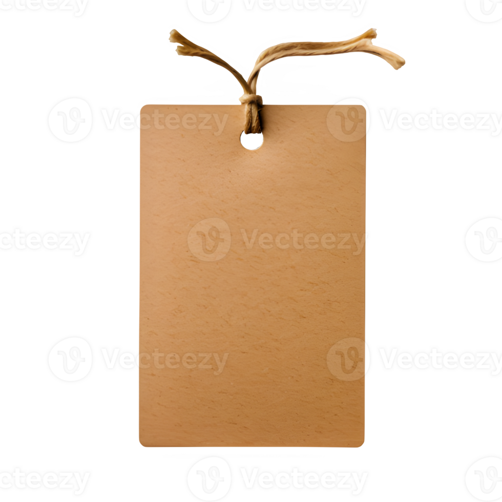 AI generated brown cardboard hangtag isolated on transparent background ,generative ai png