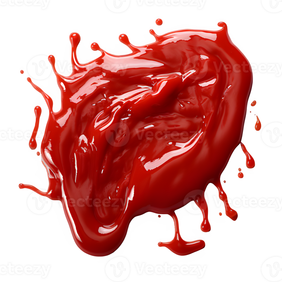 AI generated splash of tomato sauce isolated on transparent background ,tomato ketchup png ,generative ai