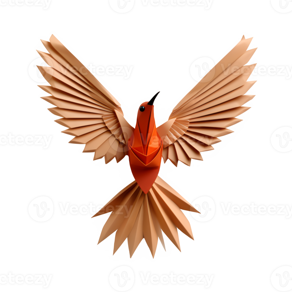 AI generated cardboard bird origami art isolated on transparent background ,generative ai png