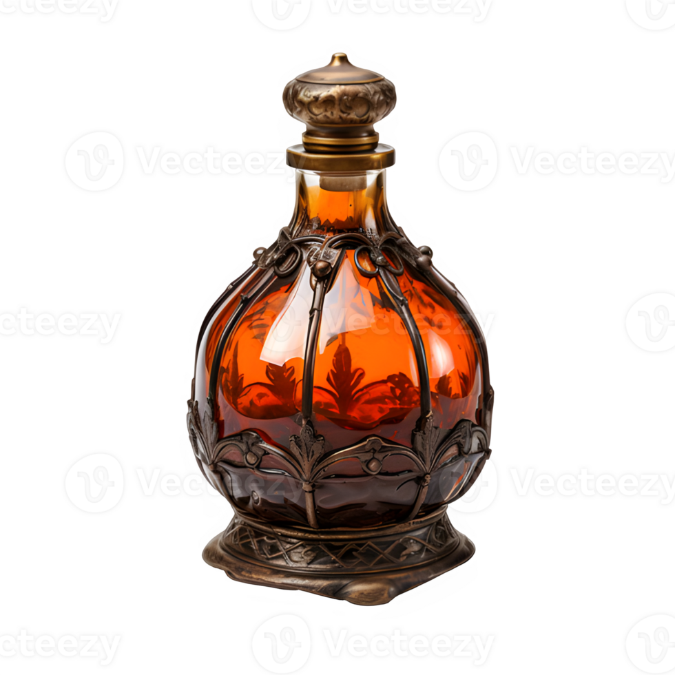 ai gegenereerd antiek geneeskrachtig toverdrank fles geïsoleerd Aan transparant achtergrond ,vintage parfum fles ,generatief ai png