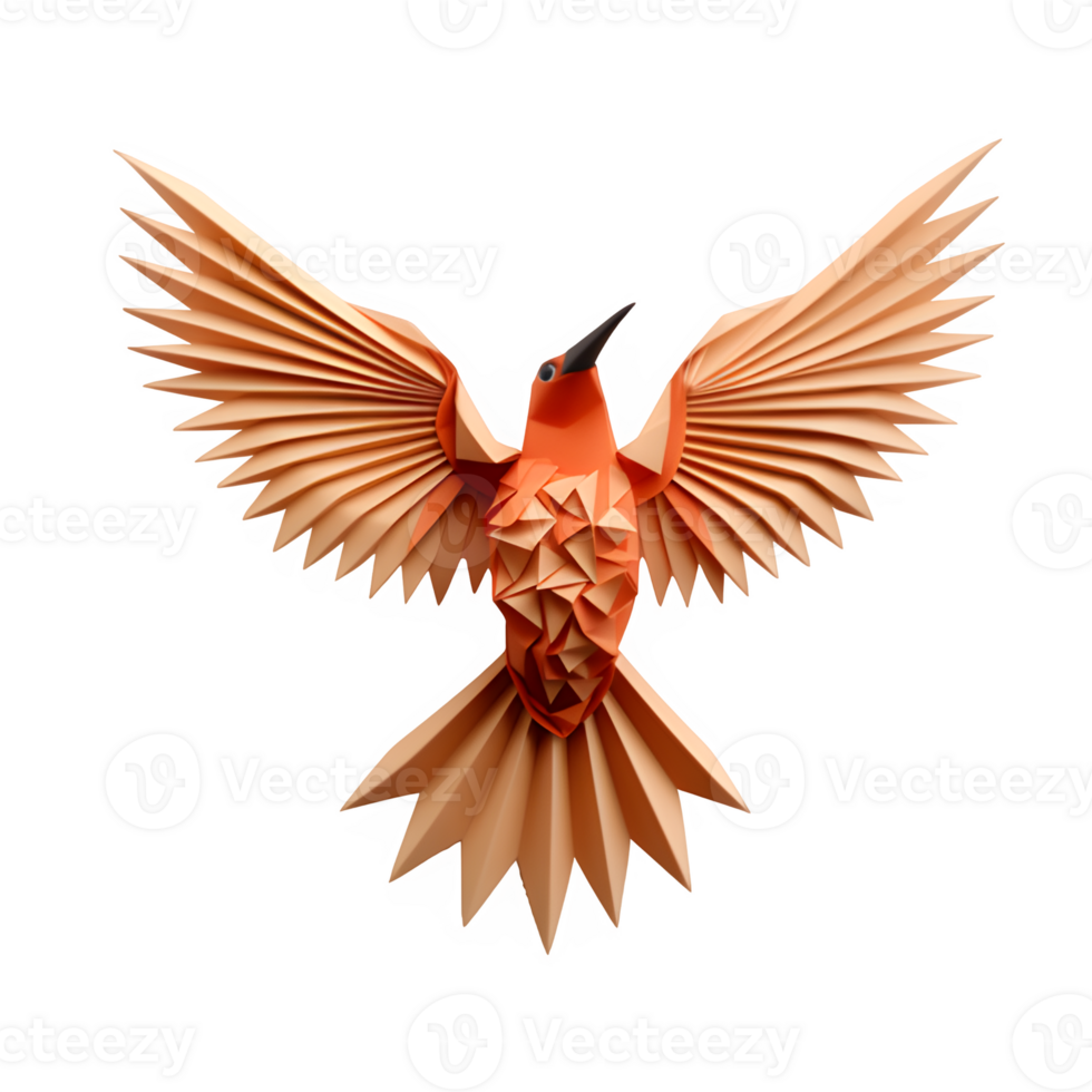 AI generated cardboard bird origami art isolated on transparent background ,generative ai png