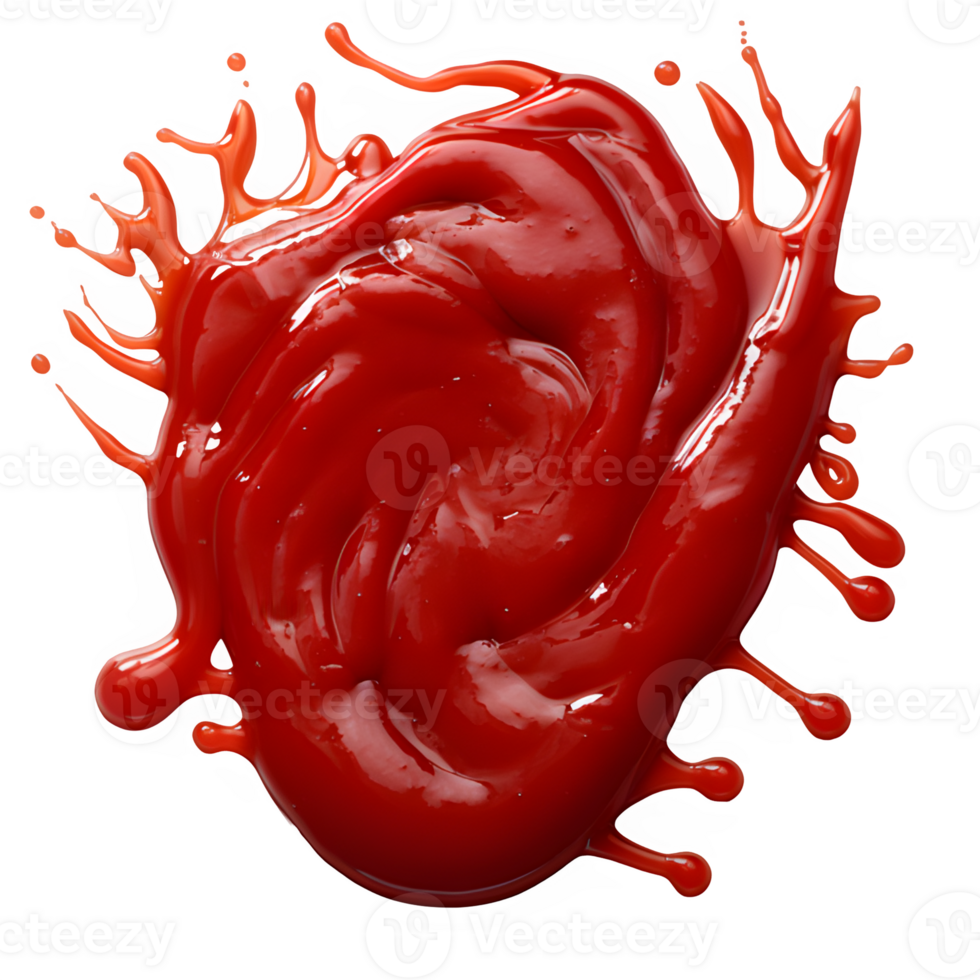 AI generated splash of tomato sauce isolated on transparent background ,tomato ketchup png ,generative ai