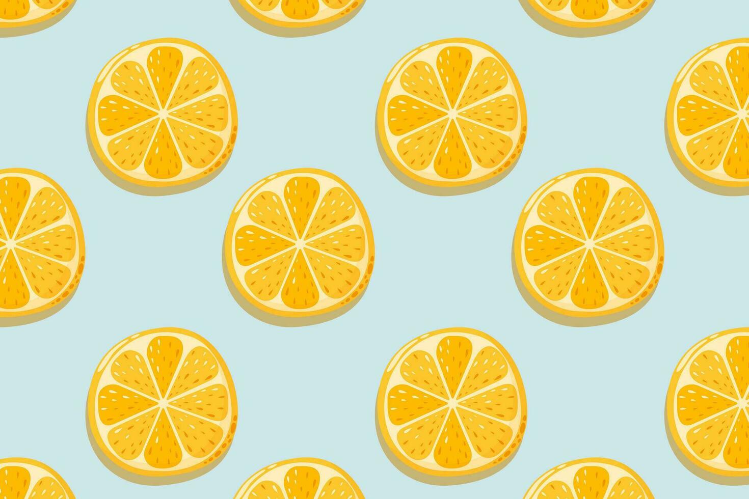 Lemon slices background. Summer vitamin vector for paper, cover, fabric, gift wrap. Cartoon flat style