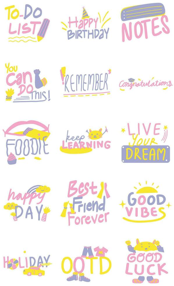 Handwritten Typography Illustration Set vector