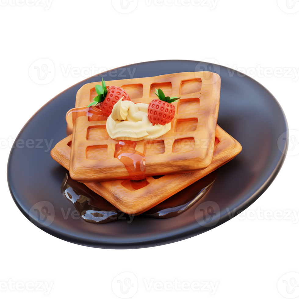 Waffle Fast Food 3D Illustration png