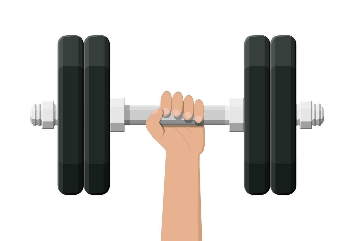 Dumbbell with metal weights. Gym workout equipment, Fitness, healthy and sport lifestyle. Strength and bodybuilding training. Vector illustration flat style