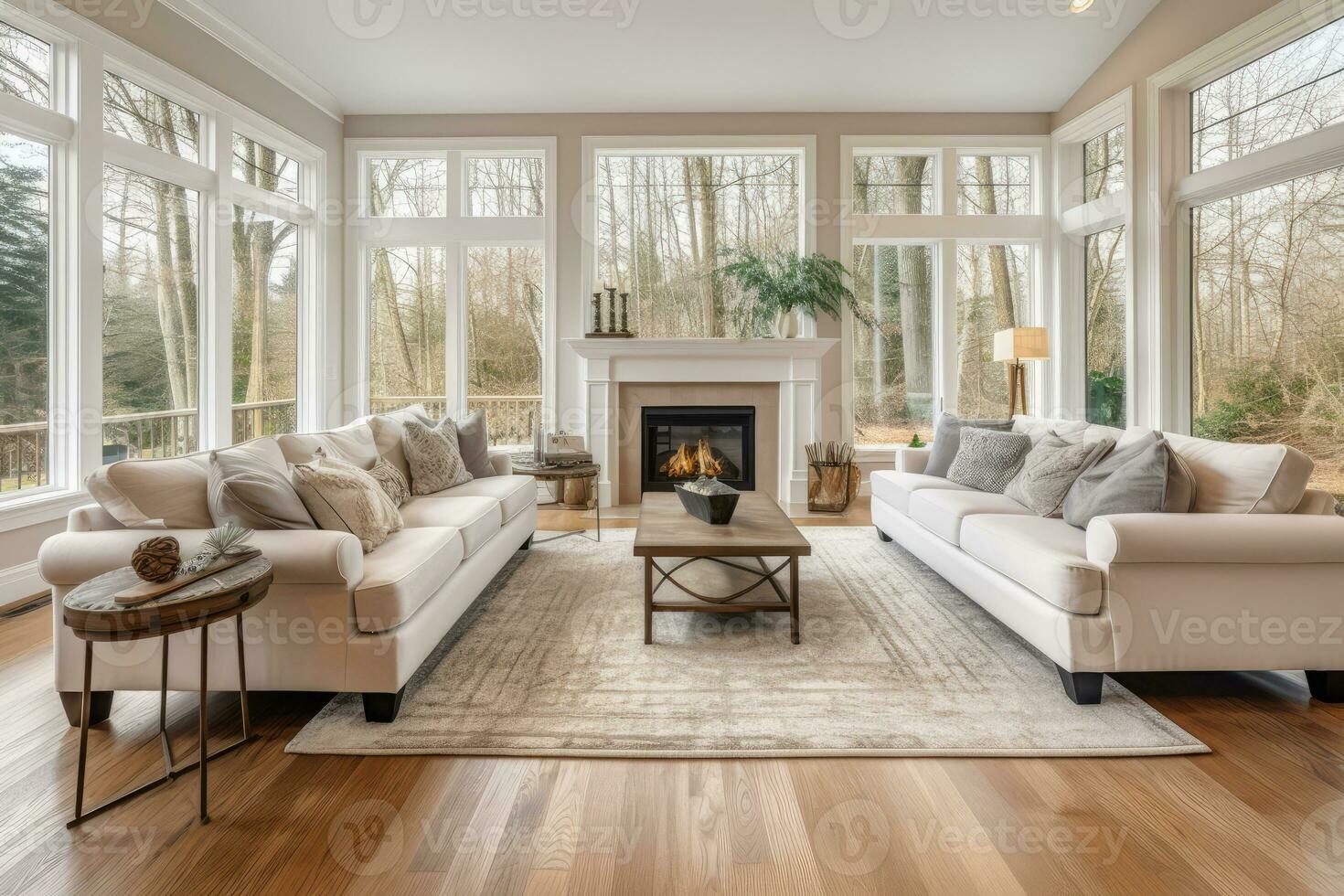 AI generated loft luxury living room photo