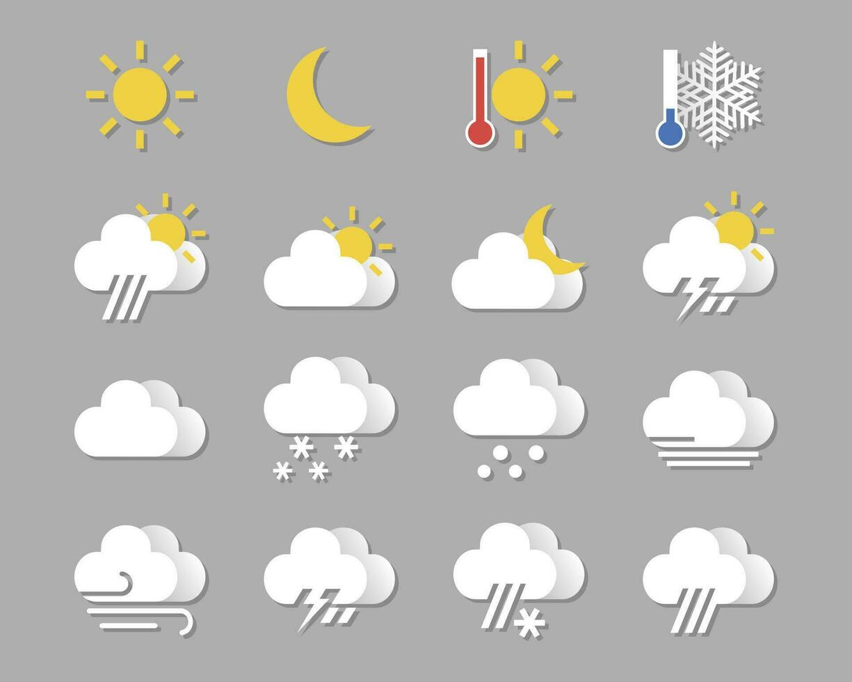 Weather icons set in flat style. template for mobile devices, web design. vector illustration