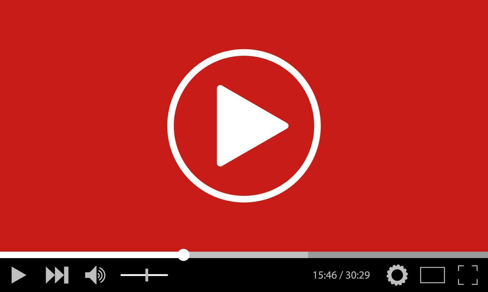 Video player flat design template for web and mobile apps. vector illustration