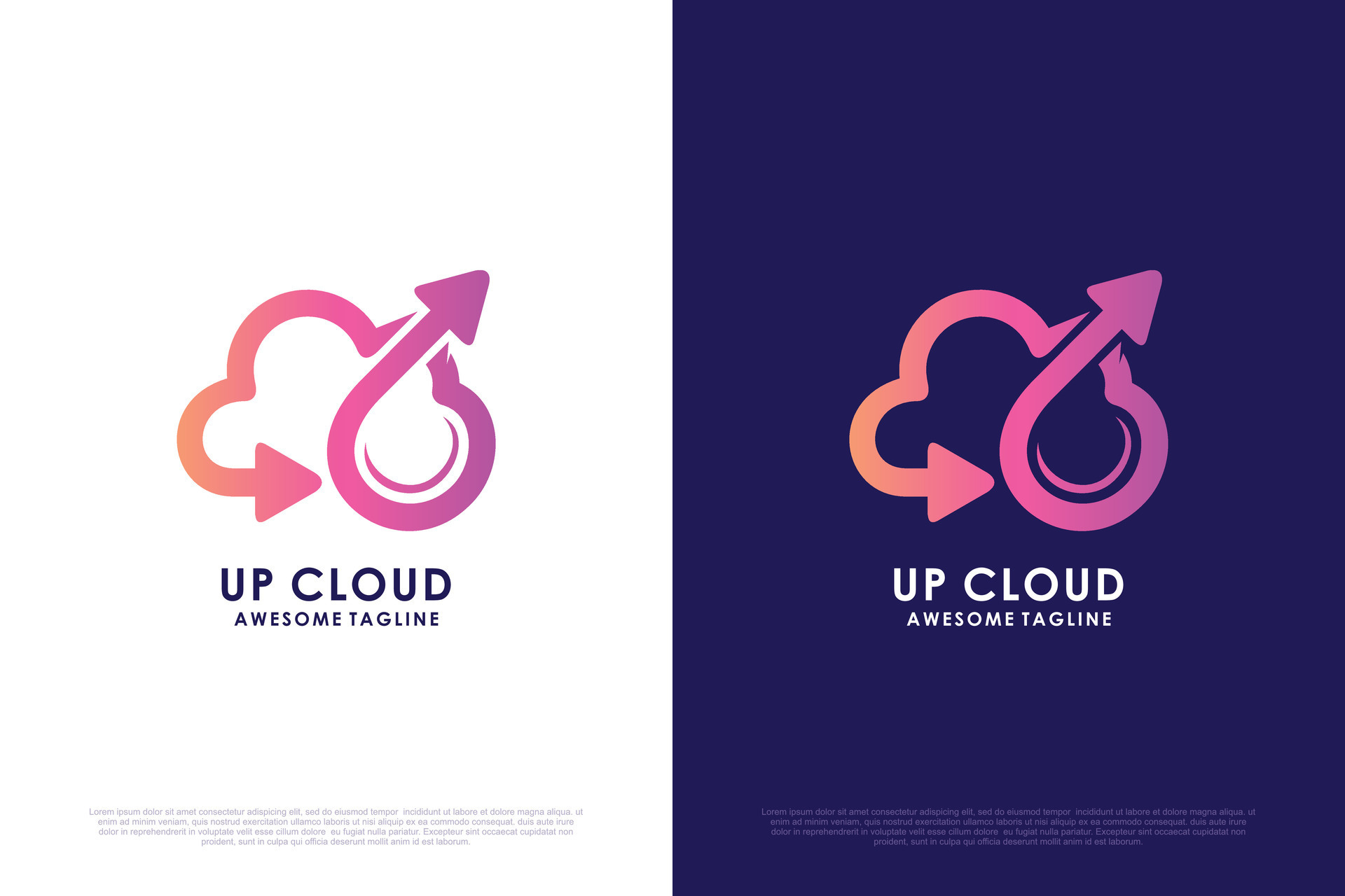 Up cloud with arrow logo design creative concept Premium Vector 1Up