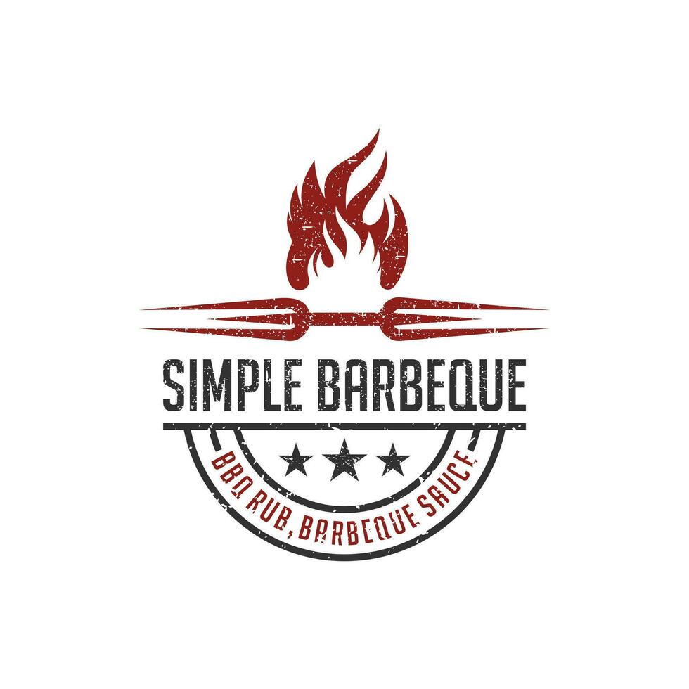 Simple barbeque logo design with fire creative concept Premium Vector