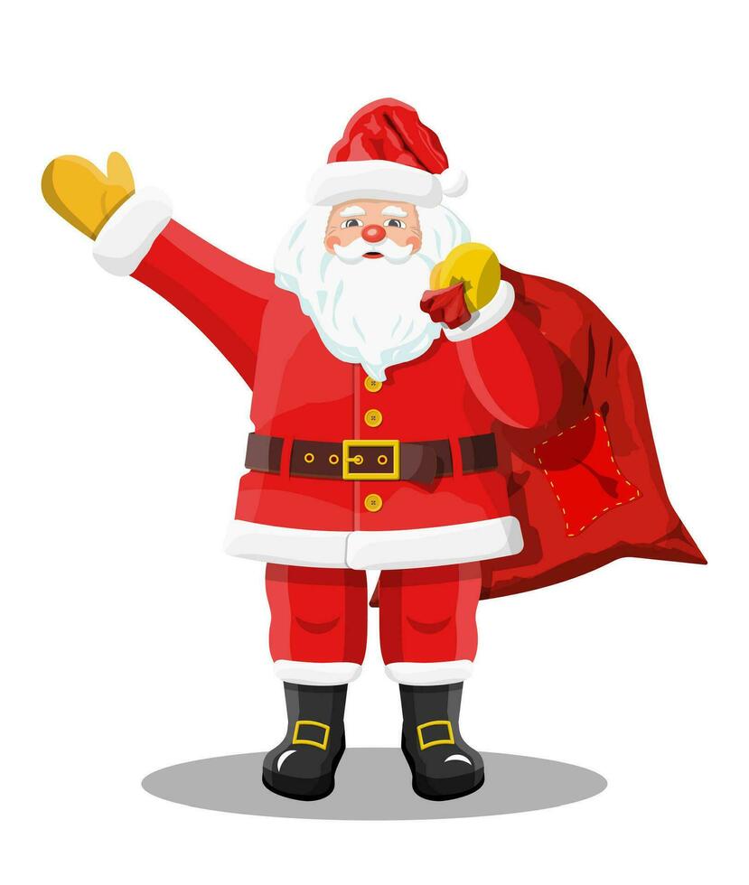 santa claus con bolsa de regalo vector