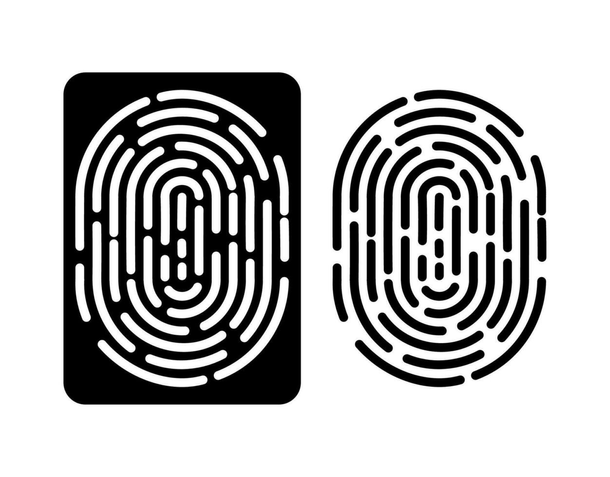 Black and white fingerprint. Identification and authorization system. Fingerprint for id, passport, applications. Simple finger print icon. Vector illustration