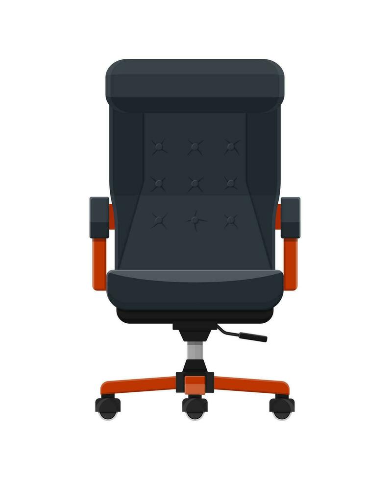 jefe o CEO silla. cuero sillón. oficina mueble asiento. silla de ruedas. vector ilustración en plano estilo