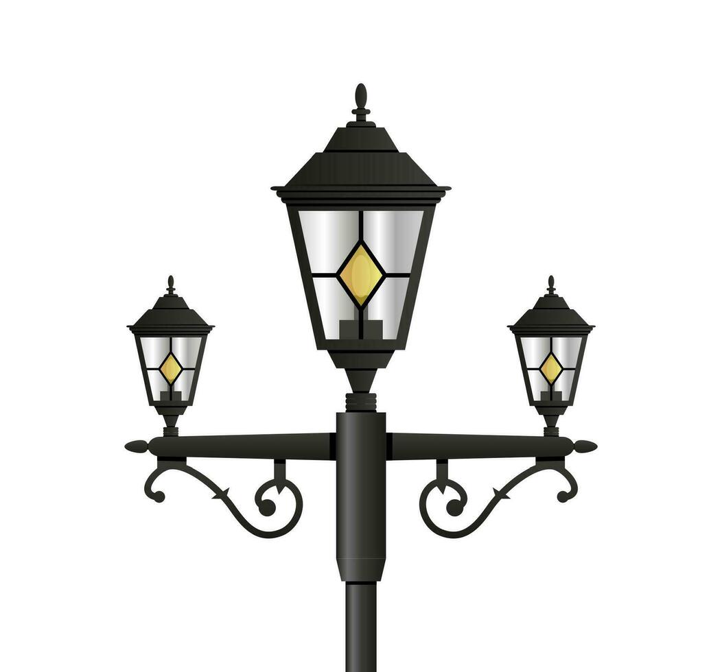 Light pole street lamp close up on white background. vector illustration