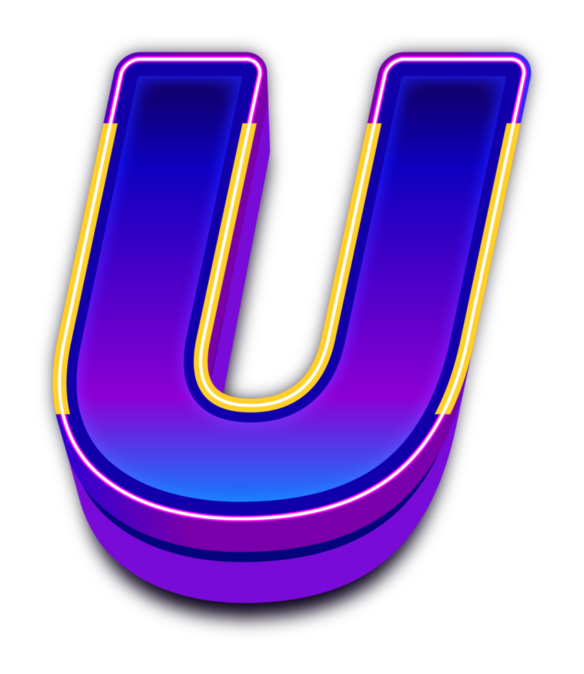 Neon Light  Alphabet Letter U png