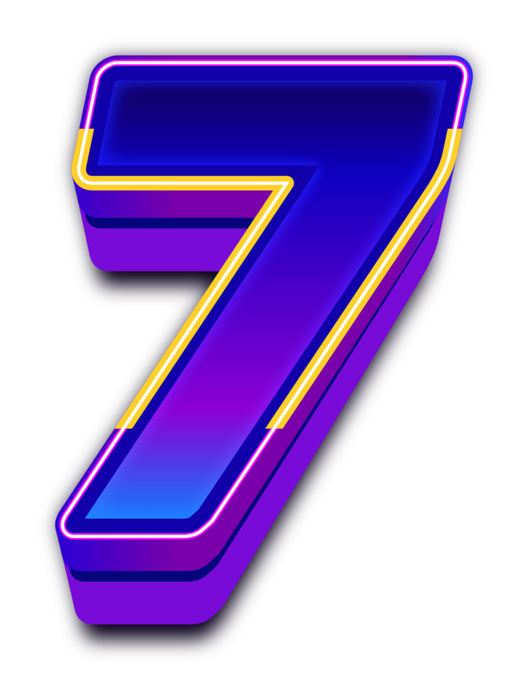 Neon- Licht Alphabet Nummer 7 png