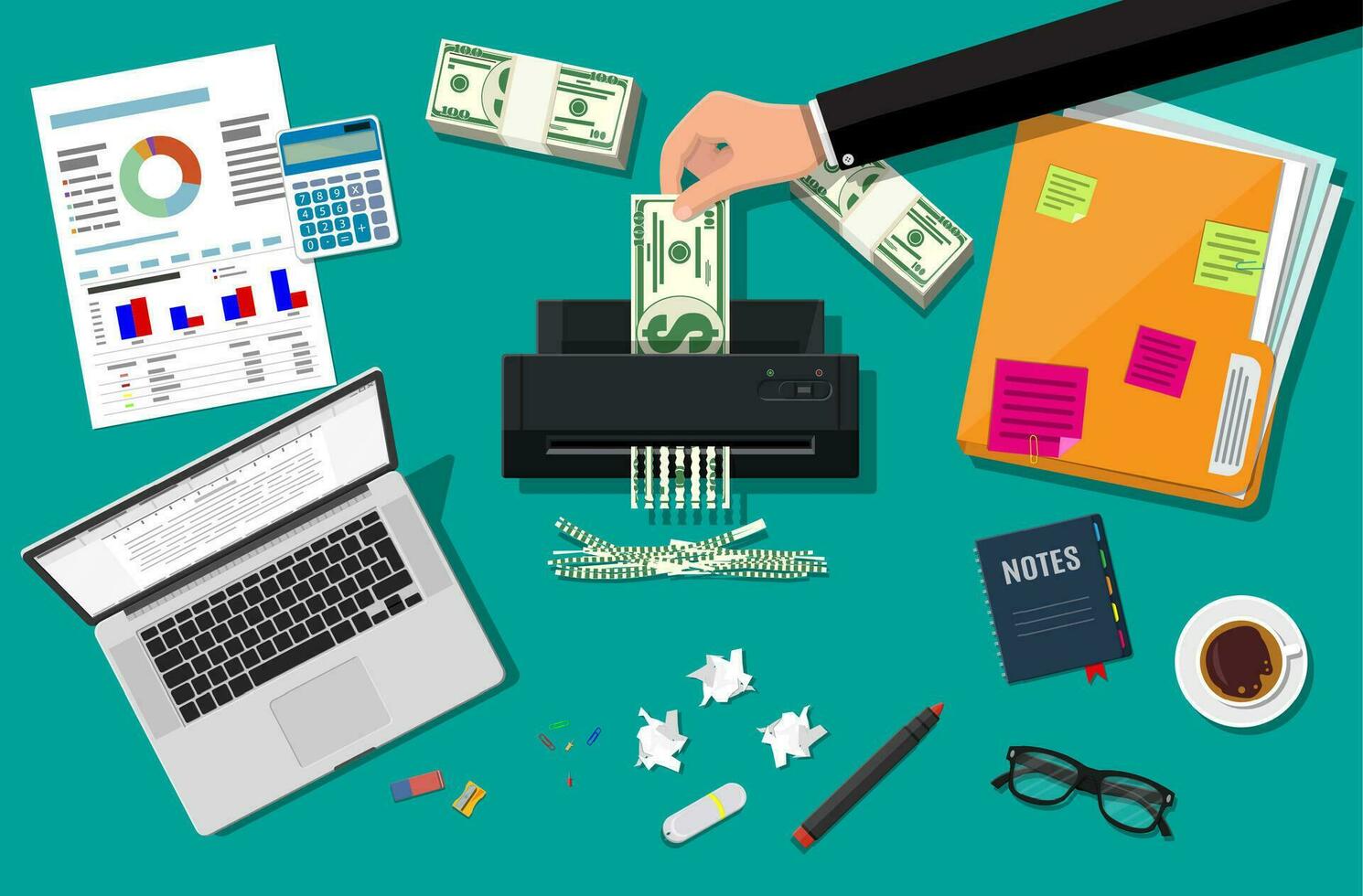 Money in hand and Shredder vector
