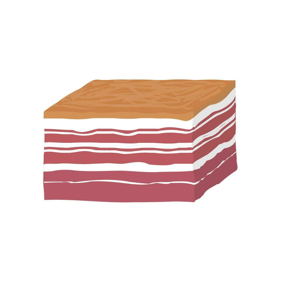 Smoked piece of lard. bacon. Vector illustration in flat style