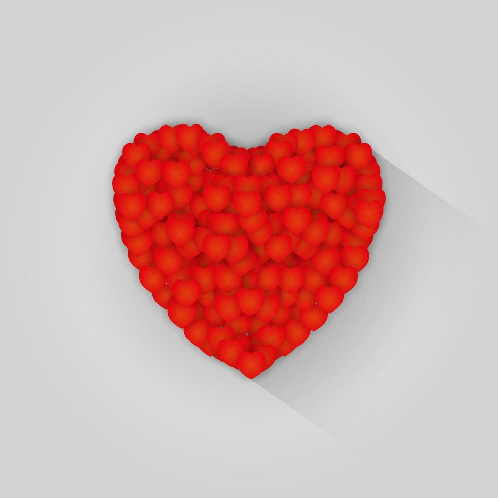 Valentines composition small red hearts creates one big, idea for cards, flyers, inviting. valentines day, wedding. vector illustration