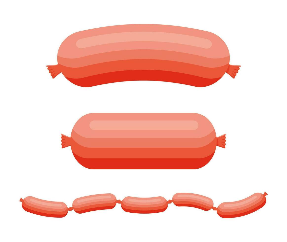 Sausages product of meat beef, pork or chicken vector