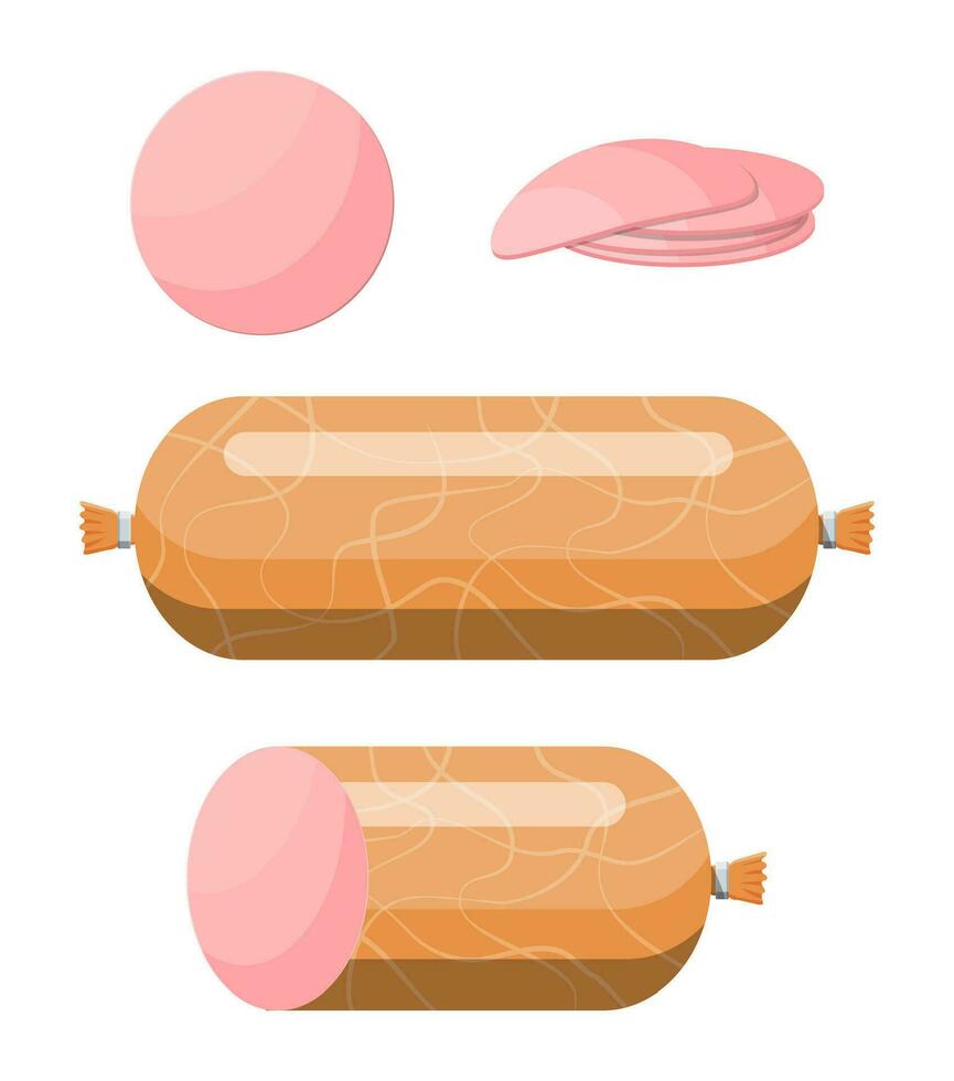 Sausages product of meat beef, pork or chicken vector