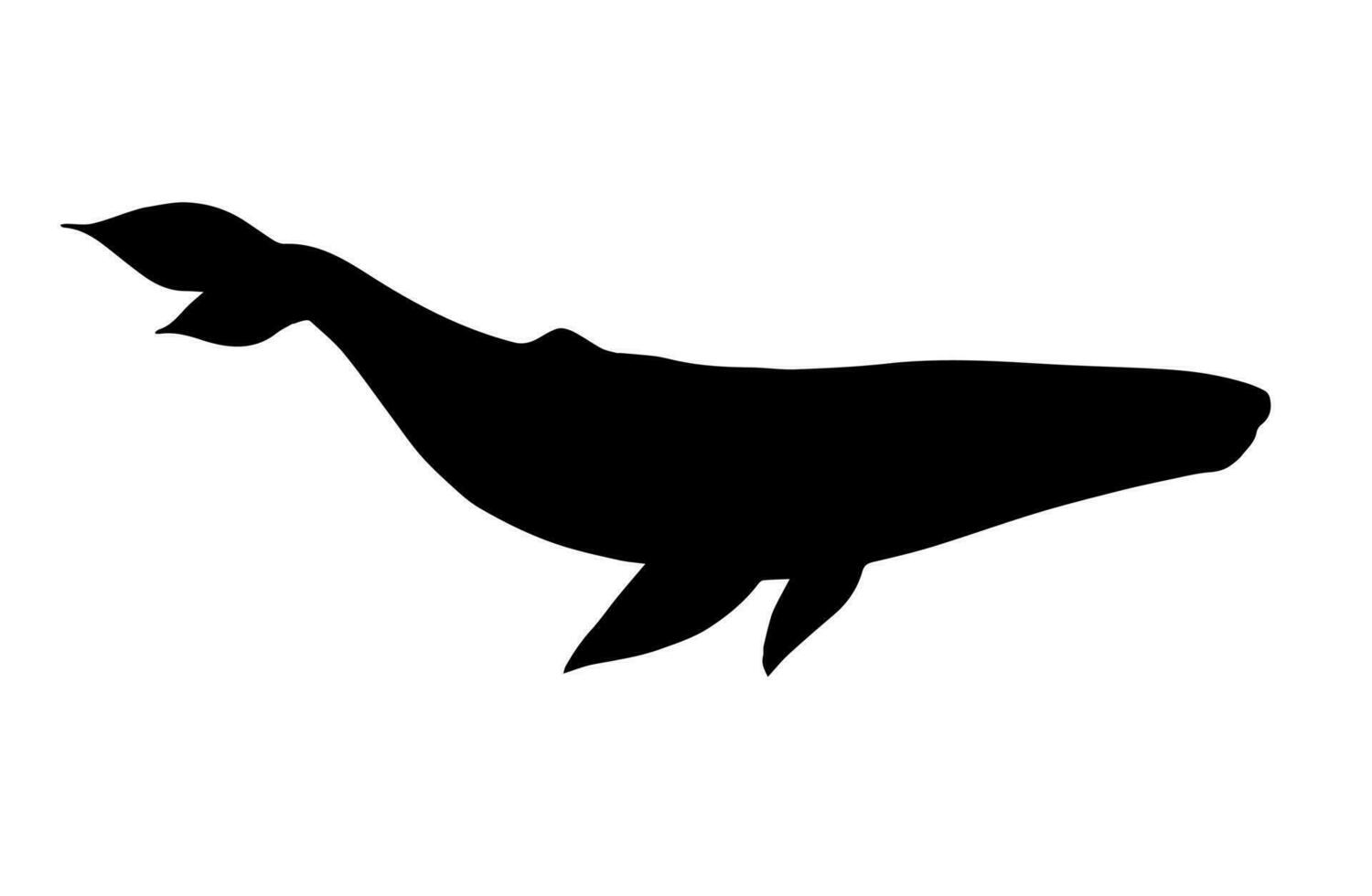 Vector hand drawn doodle sketch blue whale silhouette