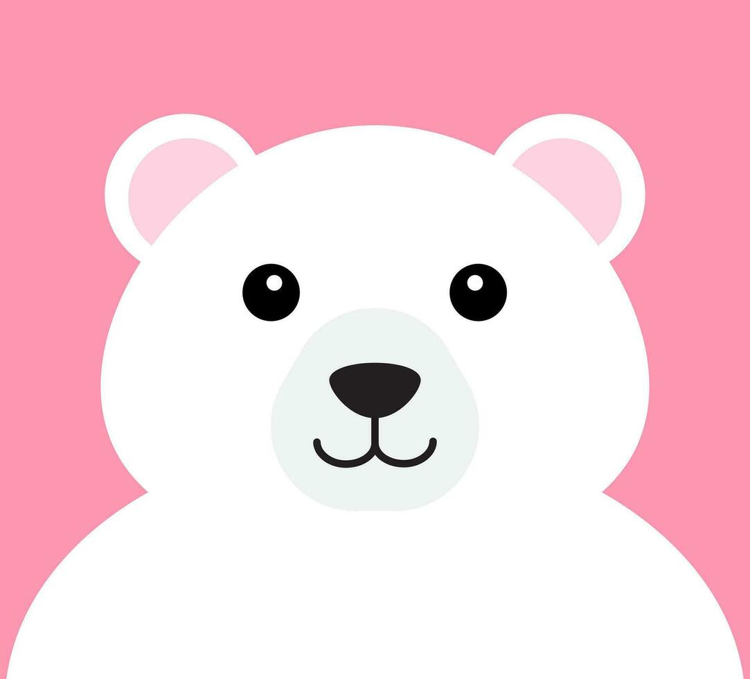 Vector flat cartoon polar bear face
