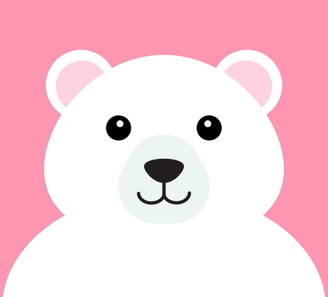 Vector flat cartoon polar bear face