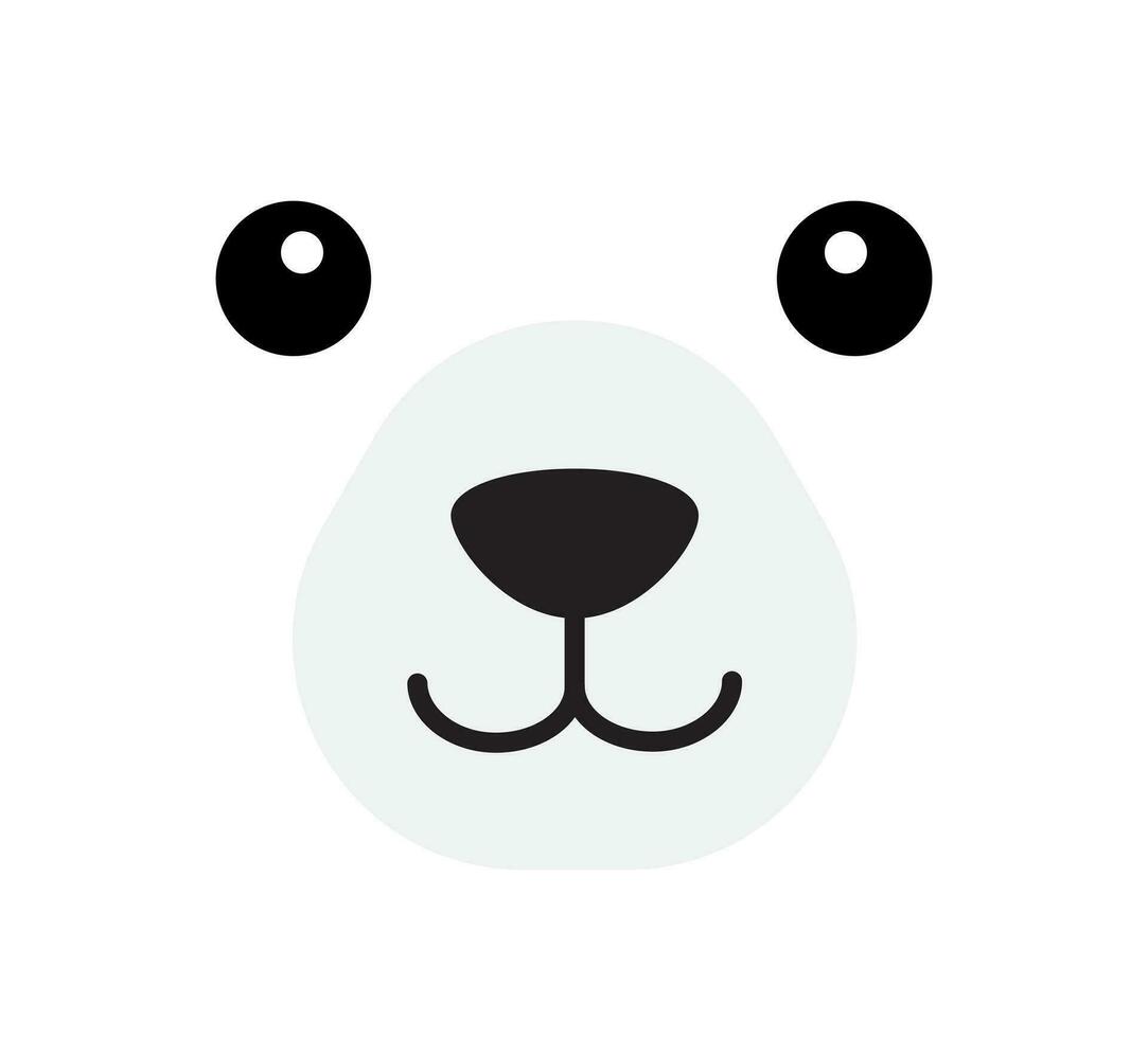 Vector flat cartoon polar bear face