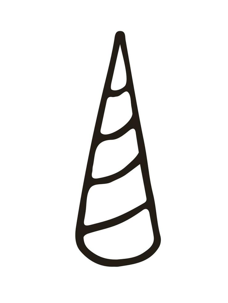 Vector flat black outline unicorn horn