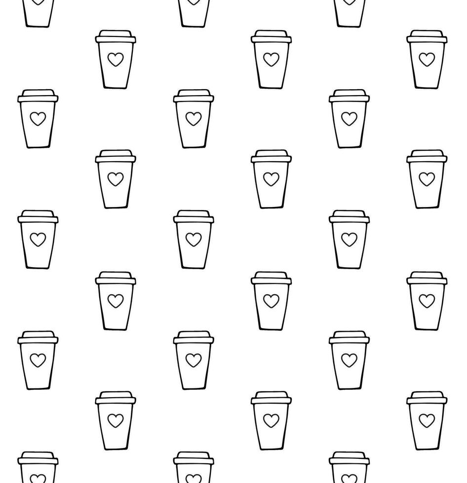 Vector seamless pattern of color take away coffee