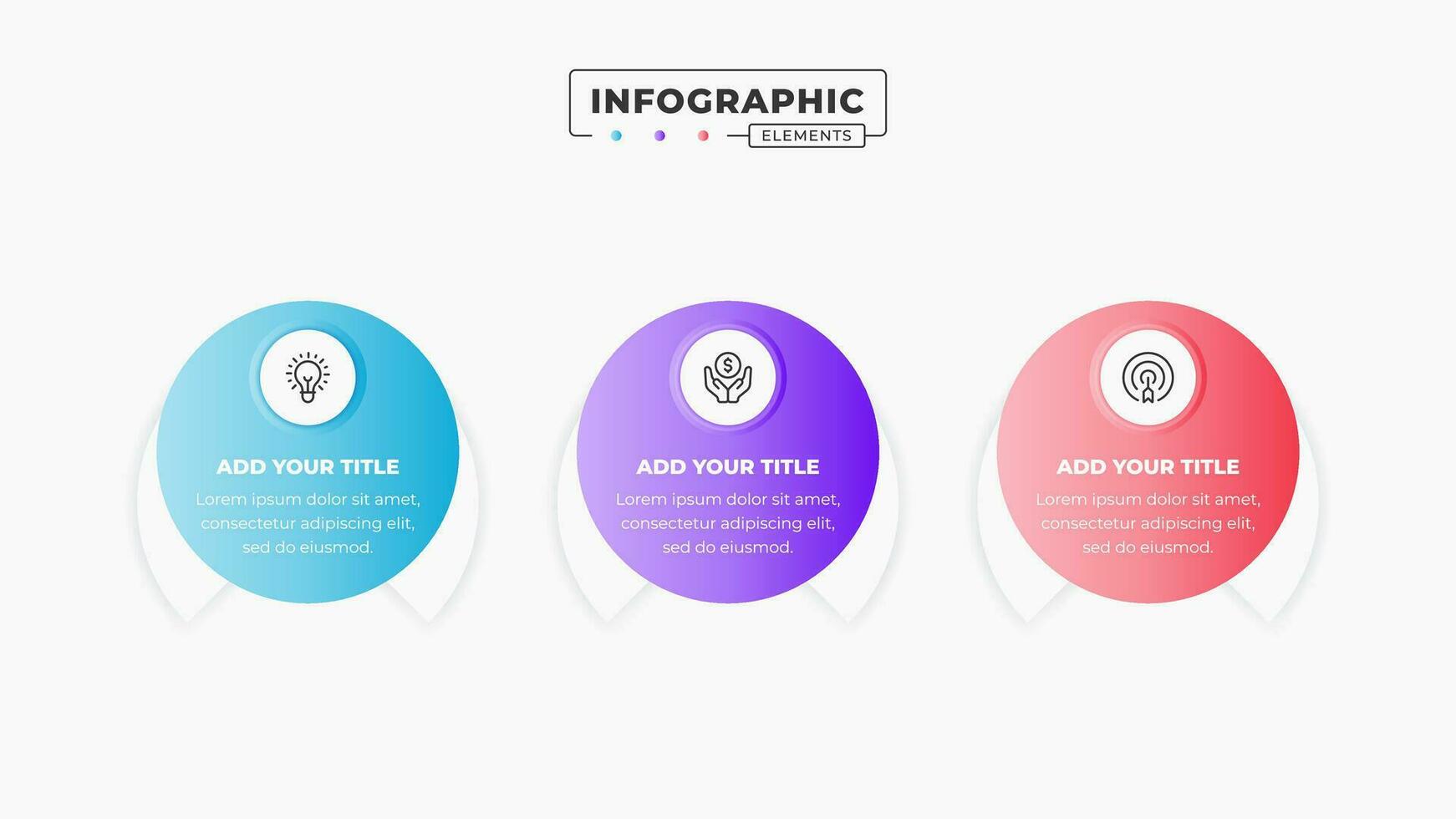 circulo infografía negocio elementos con 3 pasos o opciones vector