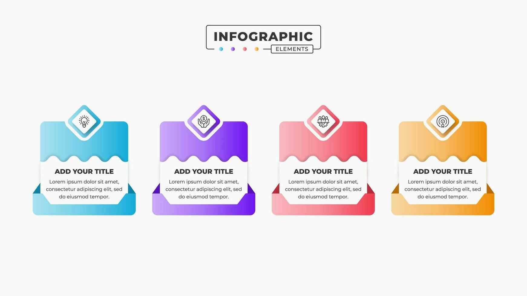 Business infographic elements with 4 steps or options vector