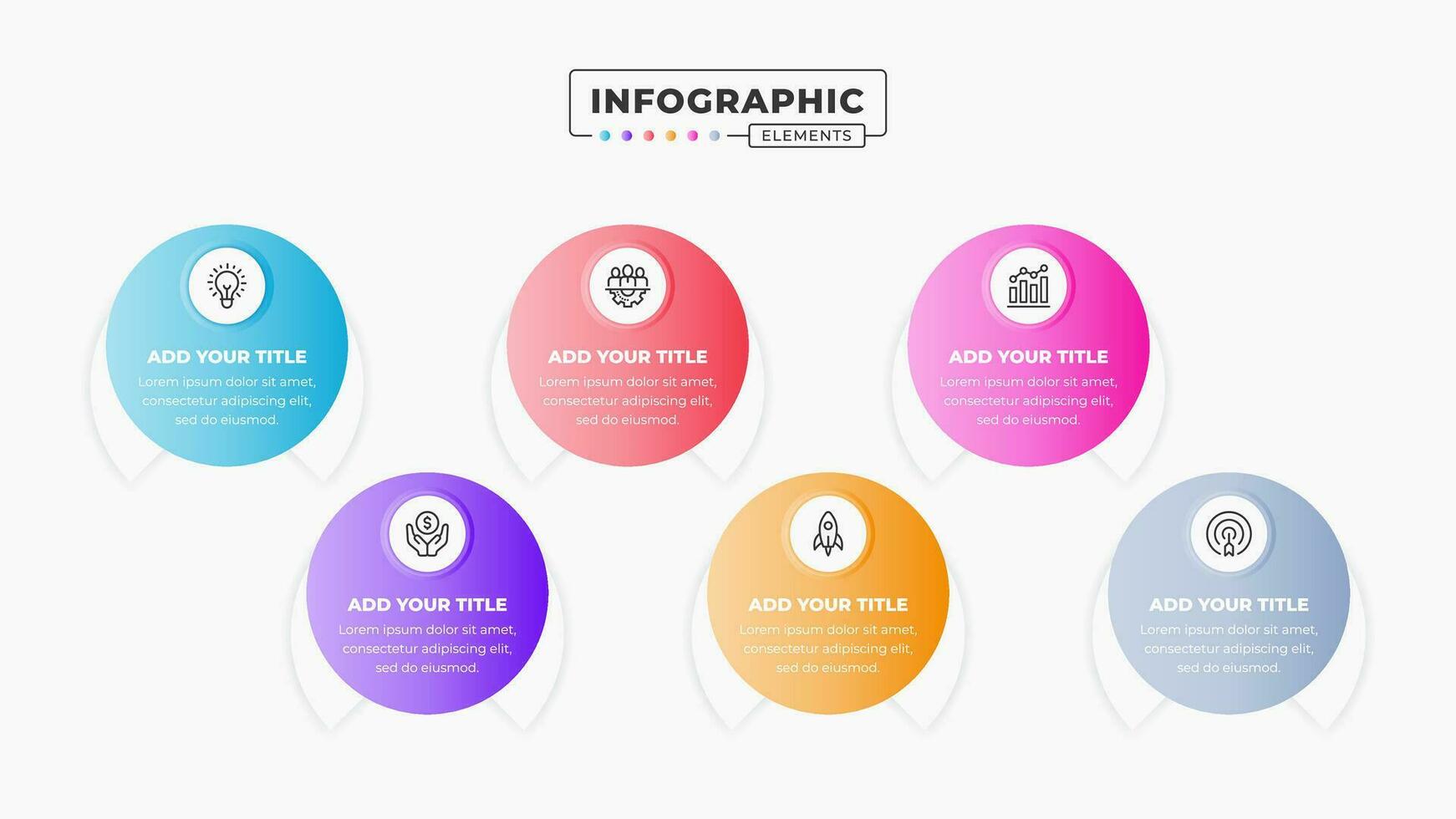 vector circulo infografía presentación modelo con seis pasos o opciones