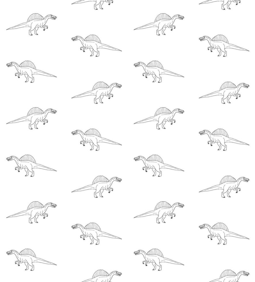 Vector seamless pattern of hand drawn spinosaurus