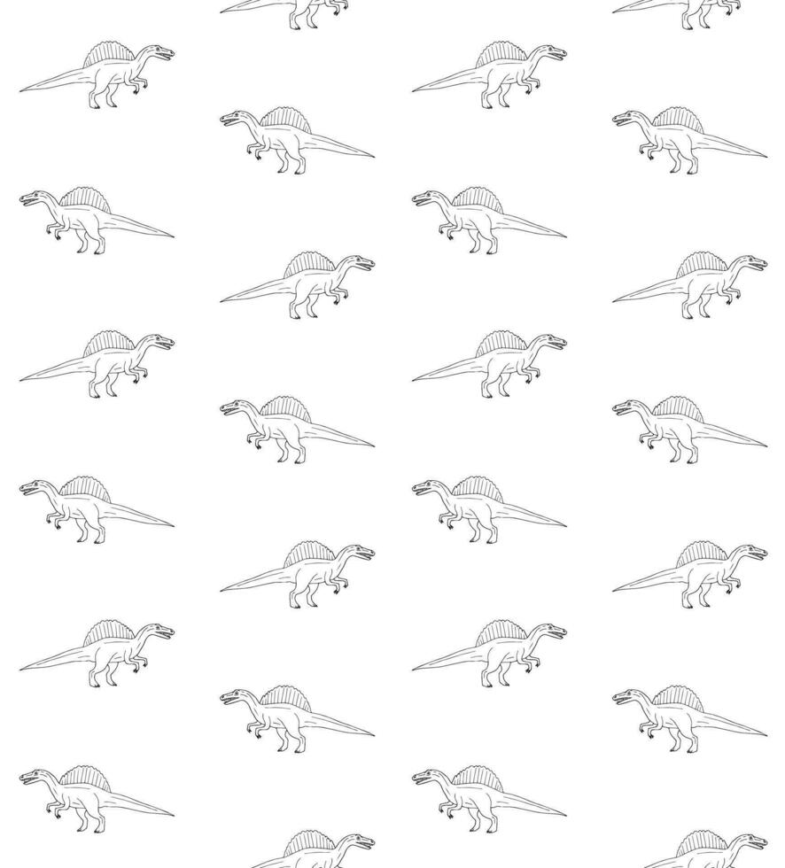 Vector seamless pattern of hand drawn spinosaurus