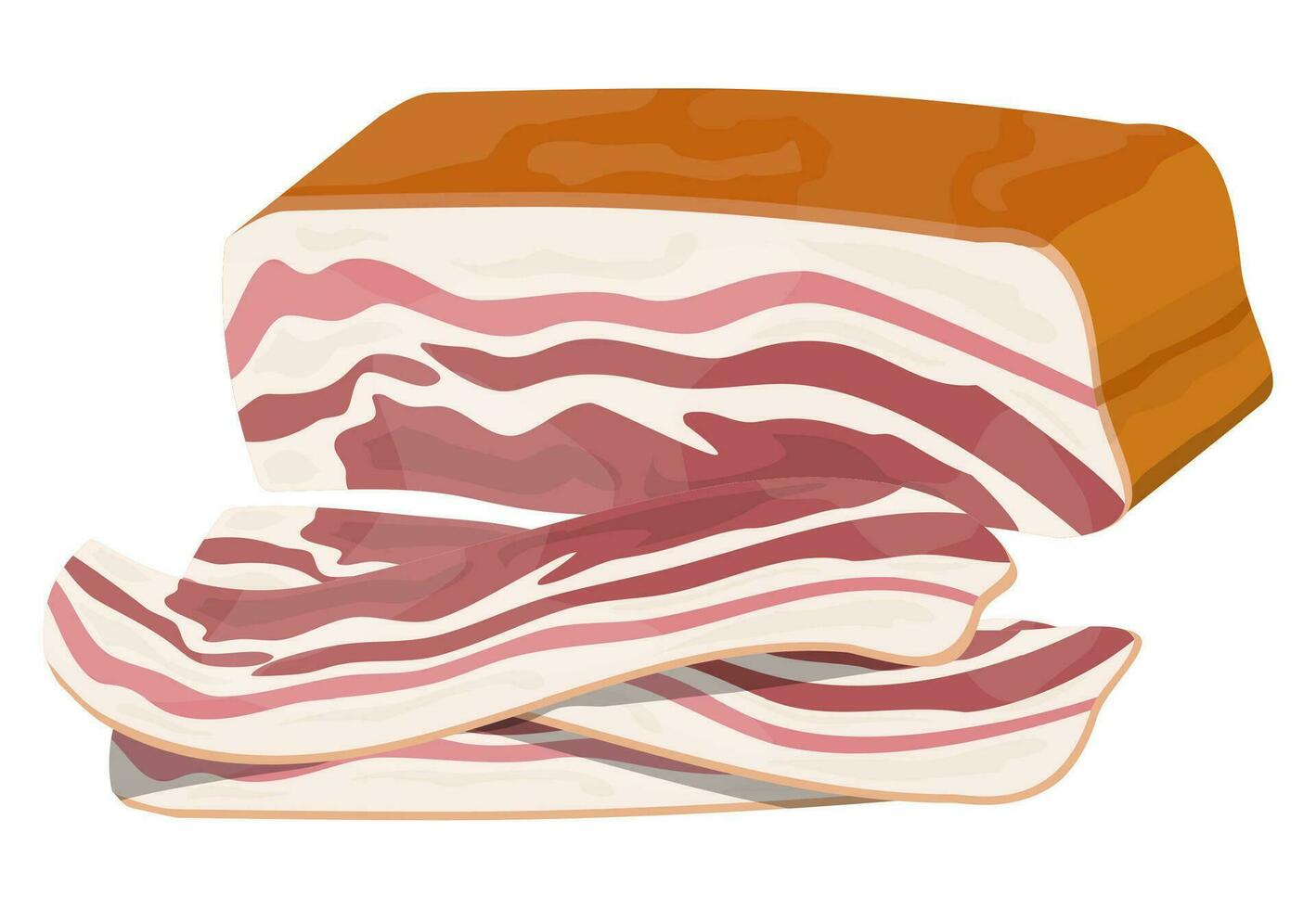 Smoked ham isolated. Piece of delicious pork bacon vector