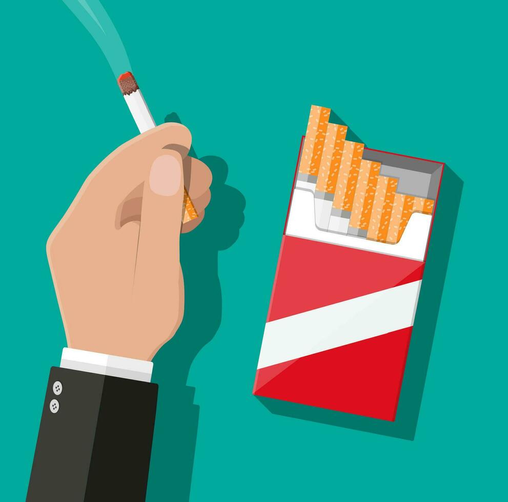 Hand with cigarette. Smoking. vector