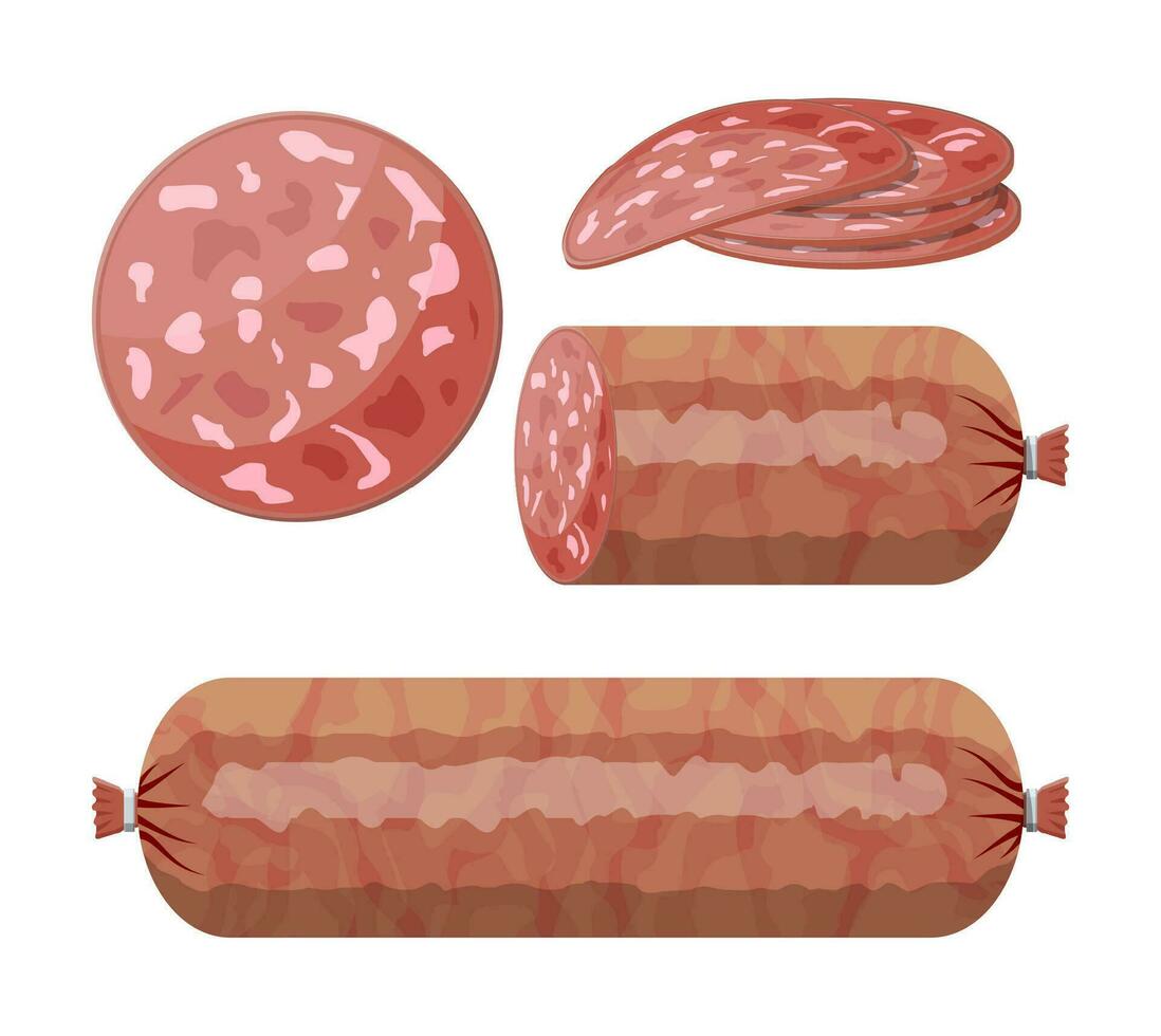 Sausages product of meat beef, pork or chicken vector