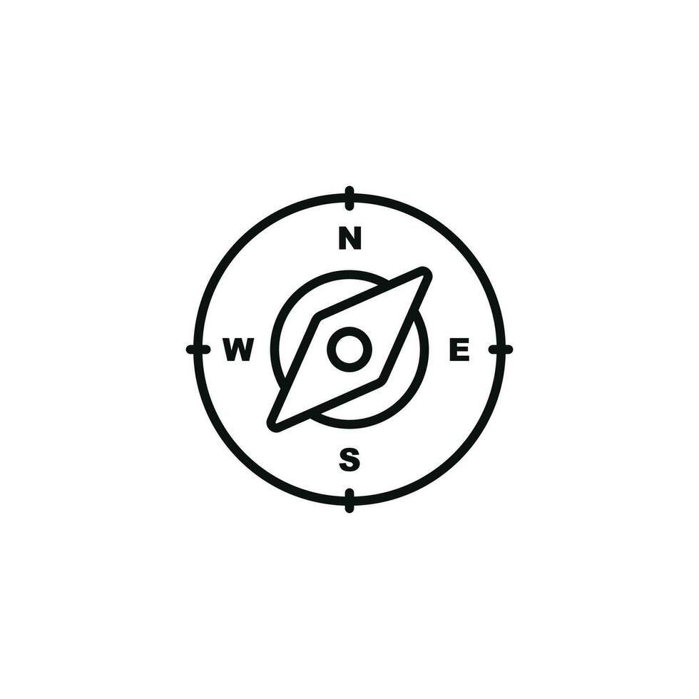 Compass line icon isolated on white background vector