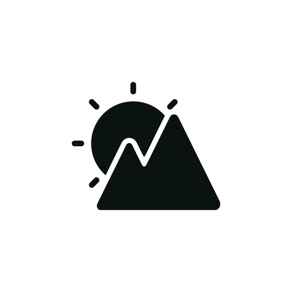 Sunrise mountain icon isolated on white background vector
