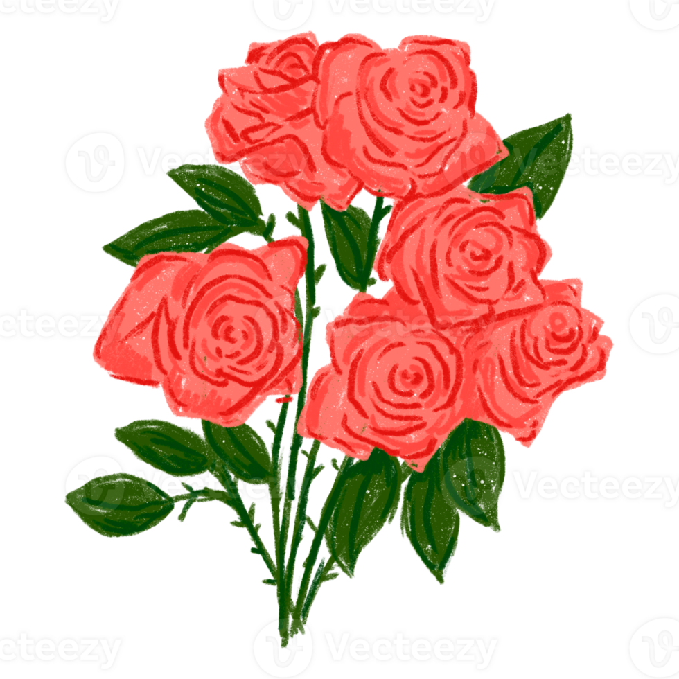 AI generated Roses bouquet set isolated on white background. Red and pink flowers png