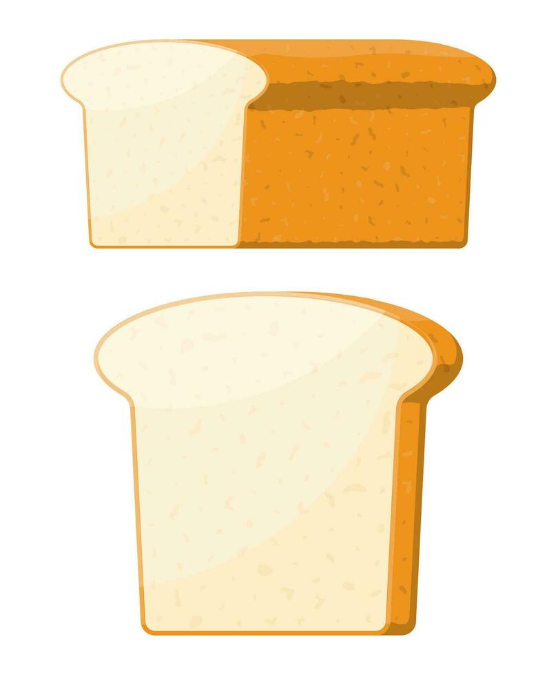 Loaf of wheat toast bread. Grain bread roll. Baked food. Baguette. Bakery shop. Vector illustration in flat style