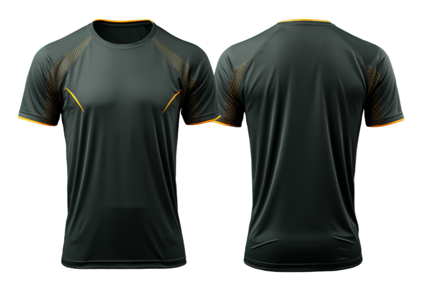 AI generated dark green sports t-shirt, jersey template design with front and back views, generated ai png